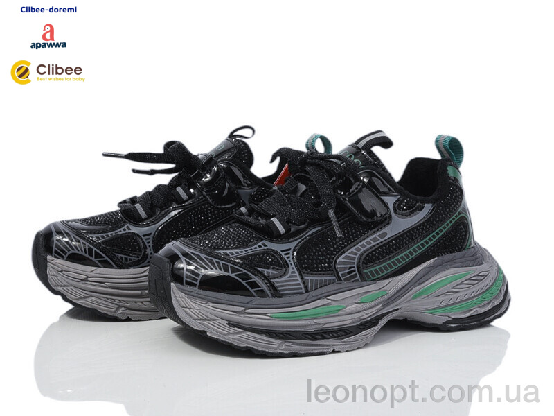 Кросівки Clibee-Doremi A25369 black-green фліс