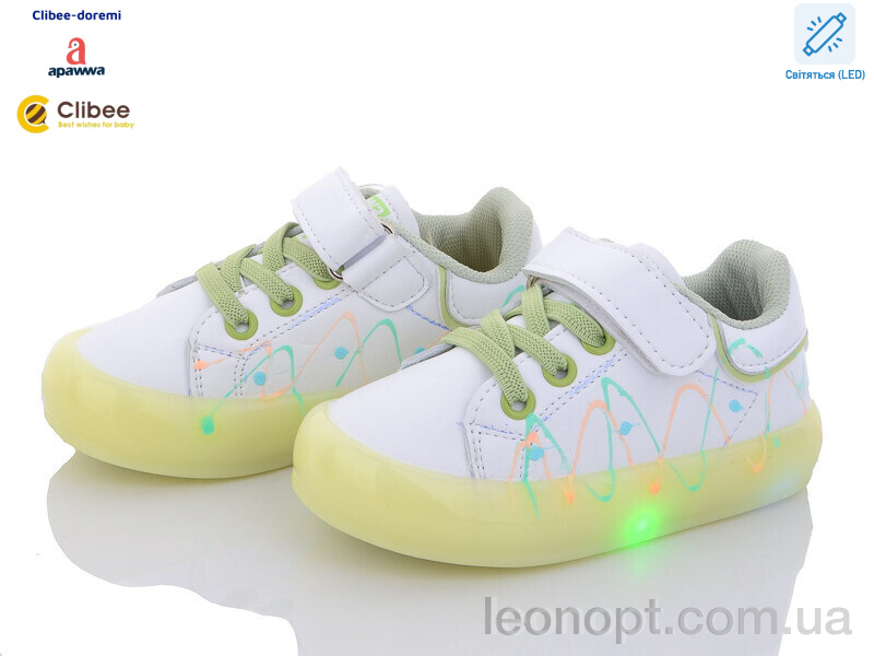 Кросівки Clibee-Doremi N57-2 white-green LED